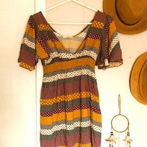 Polka Dot Boho Butterfly SleeveEmpire Waist  Dress